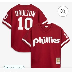 Phillies Youth Maroon Daulton #10 Baseball Jersey Size Large